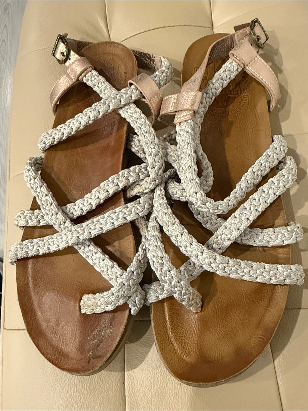 Blowfish Malibu Braided Strappy Women's Sandals with Tan Footbed